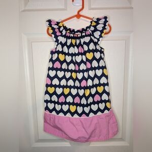 Healthtex Girls Size 4T Sleeveless Dress Hearts Cotton Summer Pink Navy White